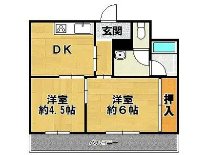 三田サンライズハイツ(2DK/3階)の間取り写真