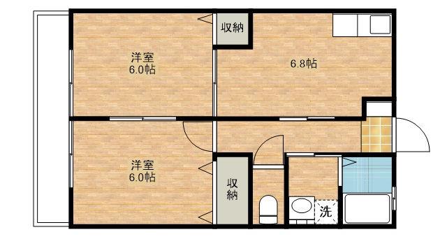 ラフォーレ雀(2DK/1階)の間取り写真