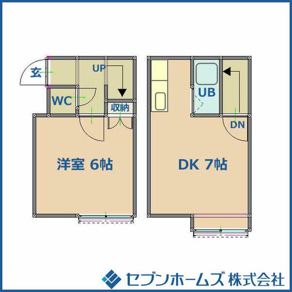 ハニーハウス(1DK/2階)の間取り写真