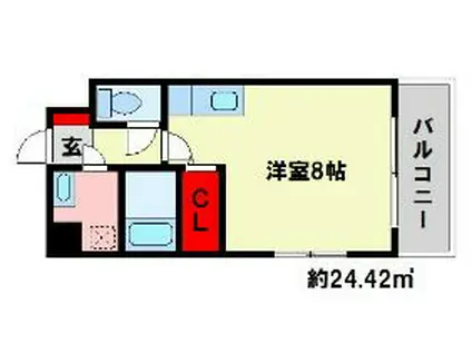 リライアンス井尻(1K/4階)の間取り写真