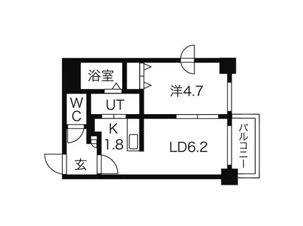 シュクル医大南(1LDK/3階)の間取り写真