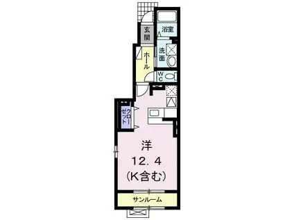 ワンズライフ(ワンルーム/1階)の間取り写真