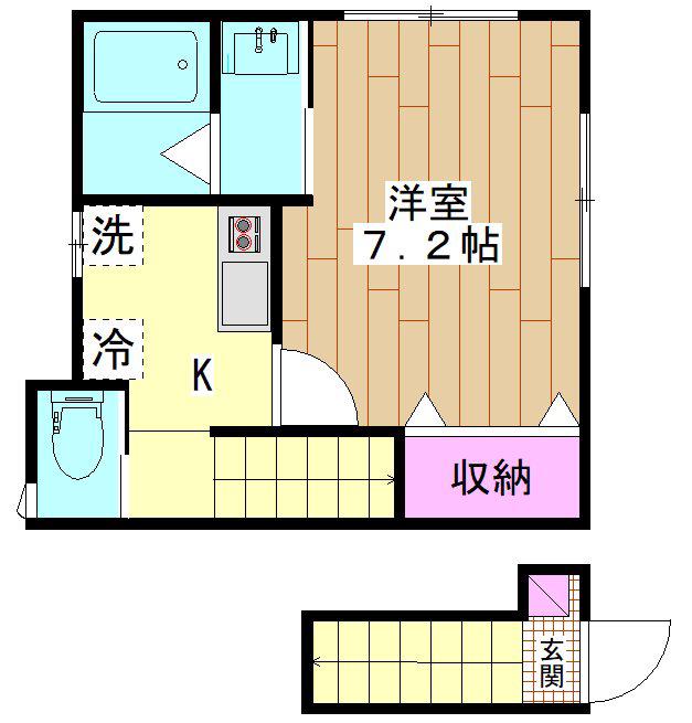 グリュック2(1K/2階)の間取り写真