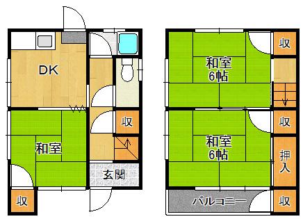 上葭原アパート(3DK/1階)の間取り写真