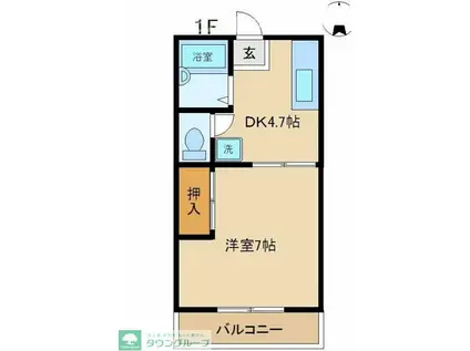 ブルーベルハウスB(1DK/2階)の間取り写真