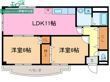 クレベール(2LDK/1階)の間取り写真