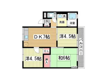 レトア大石II(3DK/1階)の間取り写真