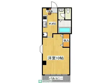 メゾンドゥテラス(1K/2階)の間取り写真