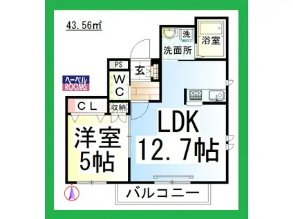 AF キューブメゾン(1LDK/2階)の間取り写真