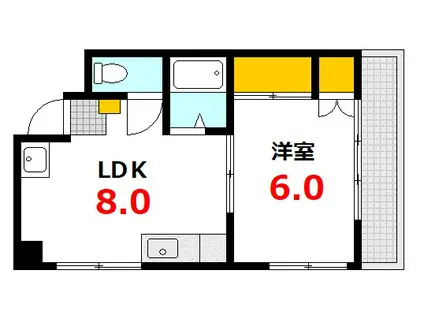 岡田ビル(1LDK/4階)の間取り写真