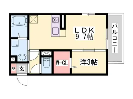 ボナール駅前(1LDK/3階)の間取り写真