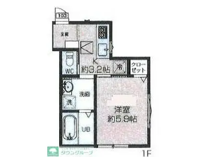 ふじみアプリコットガーデン2(1K/1階)の間取り写真