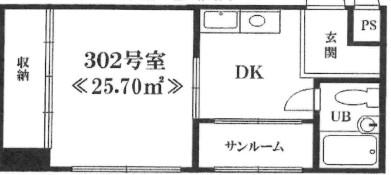 エクセレンス栄光(1DK/3階)の間取り写真