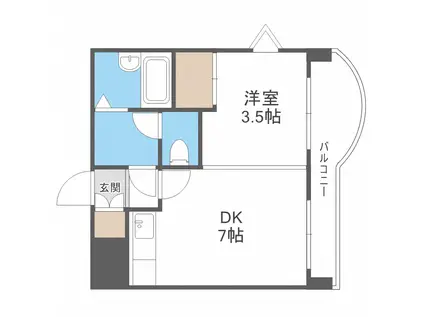 プレサント南9西12(1DK/3階)の間取り写真
