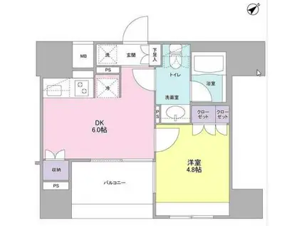 コンフォリア池袋DEUX(1DK/3階)の間取り写真