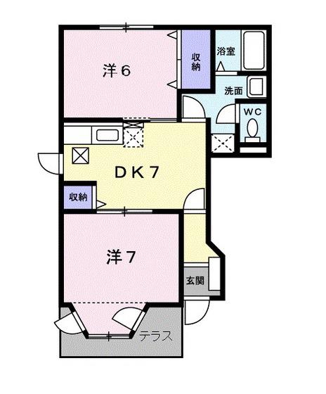 クレストハイムC(2DK/1階)の間取り写真
