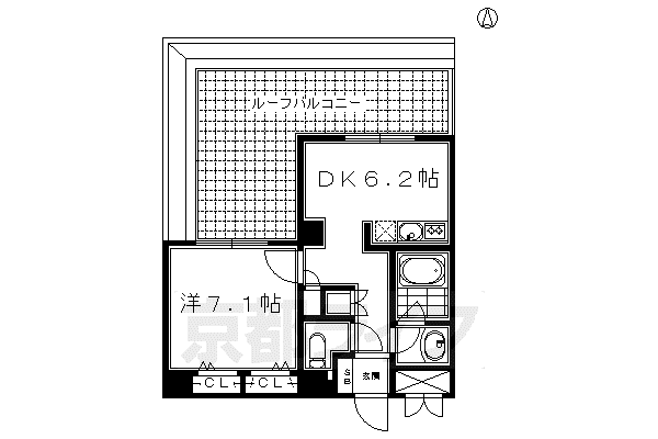 CASA 烏丸(1DK/3階)の間取り写真