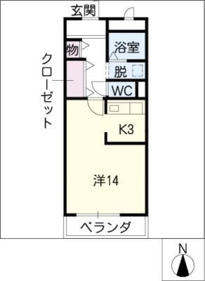 コモード・ドミール(1K/1階)の間取り写真