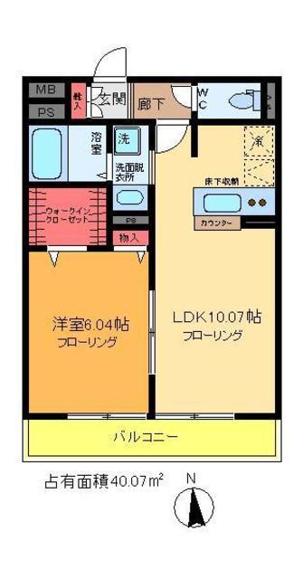 セジュール西新井(1LDK/1階)の間取り写真