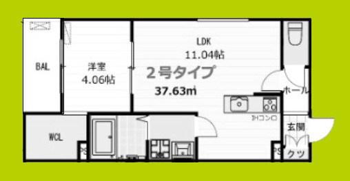 イル・フィオーレ一津屋(1LDK/1階)の間取り写真