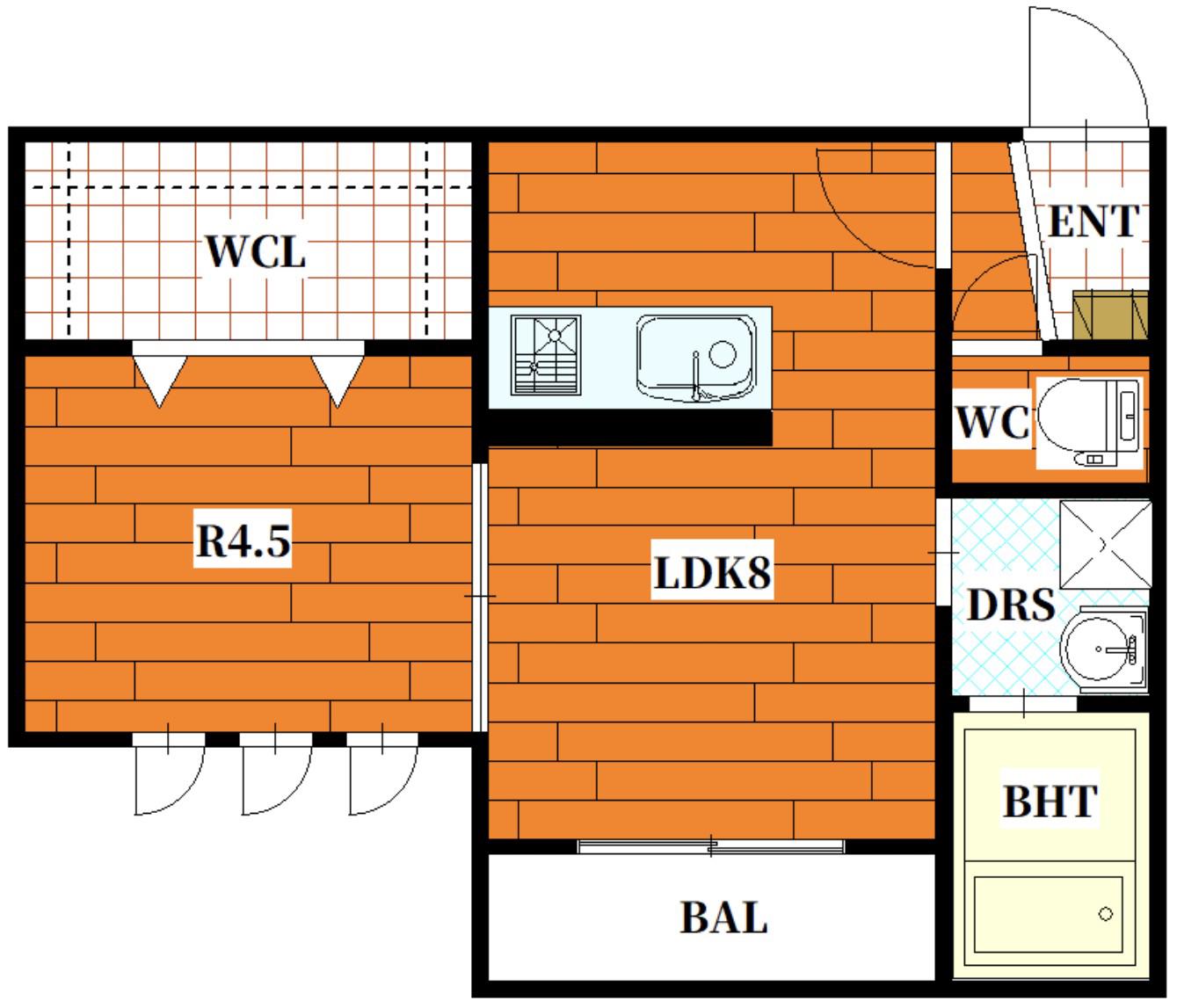 MIRAISM廿日市(1LDK/3階)の間取り写真