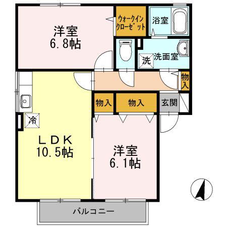 ソレイユA(2LDK/2階)の間取り写真