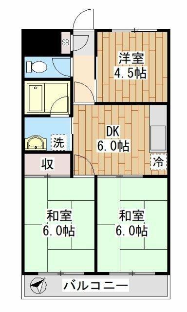 ガーデンシティ宮崎台(3DK/2階)の間取り写真