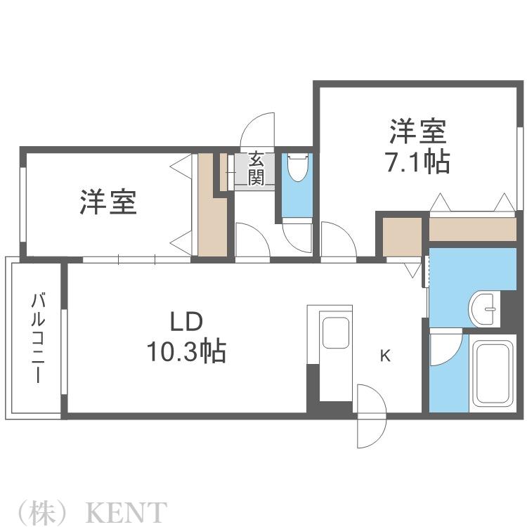 ウィスティリア宮の沢(2LDK/2階)の間取り写真