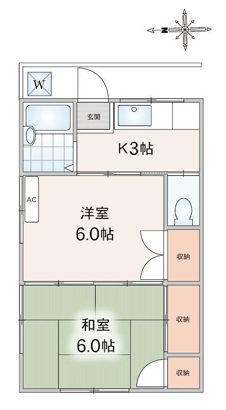 鈴木アパート(2K/2階)の間取り写真