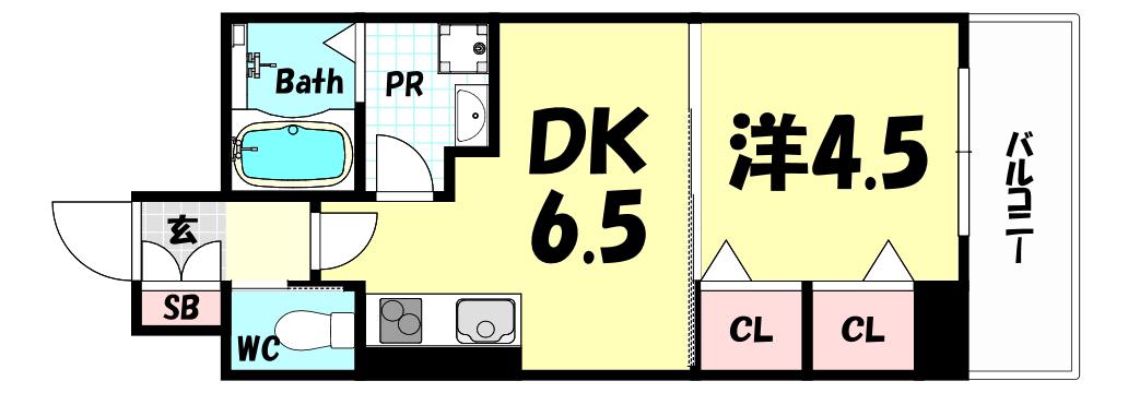 ESTEMCOURT三宮駅前IIアデシオン(1DK/15階)の間取り写真