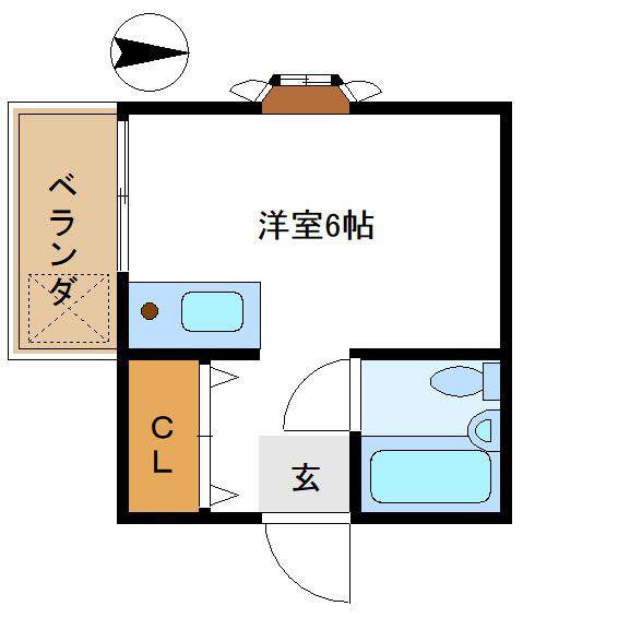 USコーポ梅田(ワンルーム/1階)の間取り写真