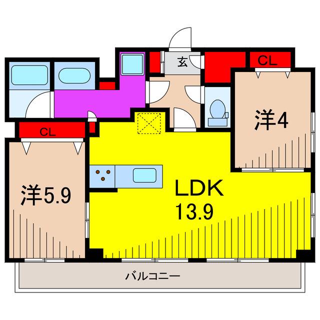 GRAN PASEO北綾瀬駅前(2LDK/9階)の間取り写真