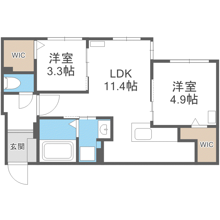 ラグランジュ円山(2LDK/1階)の間取り写真