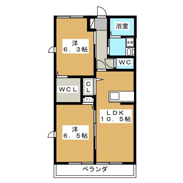 モリテージあやめ B(2LDK/2階)の間取り写真