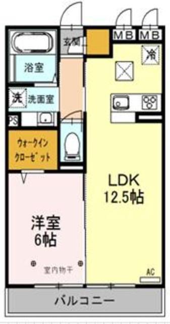 ラ・フォンテII(1LDK/2階)の間取り写真