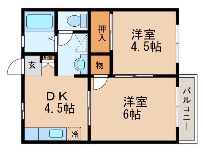 セレーブルメゾン(2DK/2階)の間取り写真