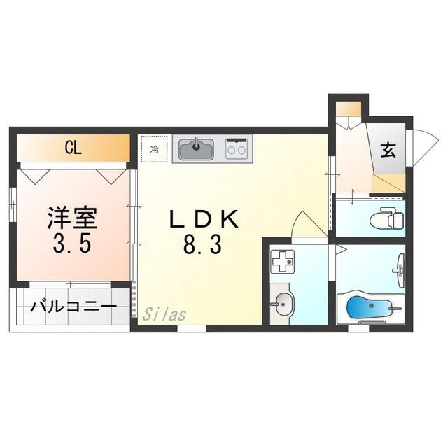 岩伸リバーコート住吉(1LDK/2階)の間取り写真