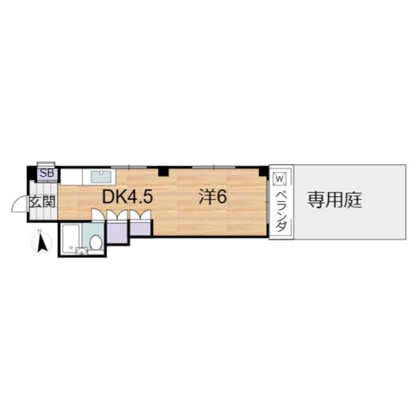 MSビル(1DK/1階)の間取り写真