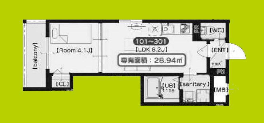 F ASECIA LASO(1LDK/3階)の間取り写真