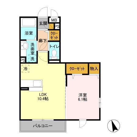 ウィステリア(1LDK/2階)の間取り写真