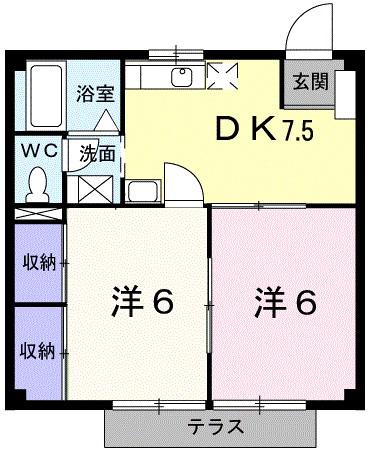 リヴェール豊岡(2DK/1階)の間取り写真