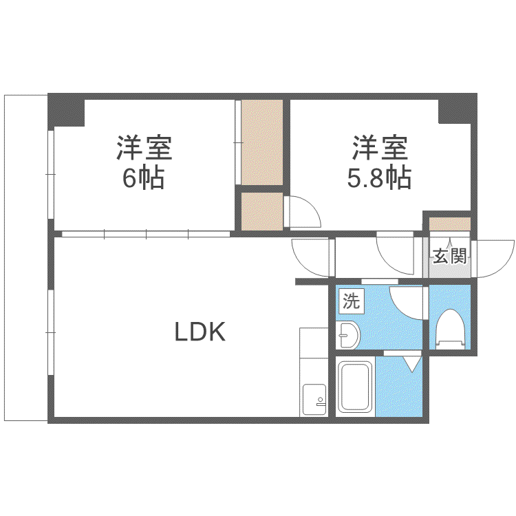 アルバアシャリア奥本ビル(2LDK/4階)の間取り写真