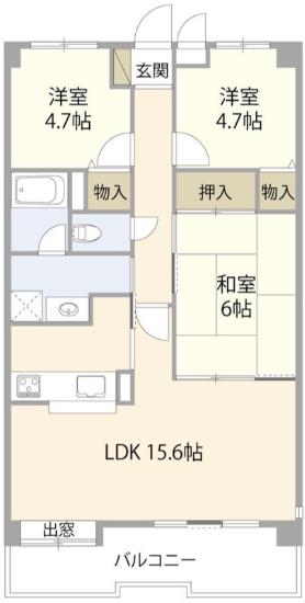 サンフィールド(3LDK/3階)の間取り写真