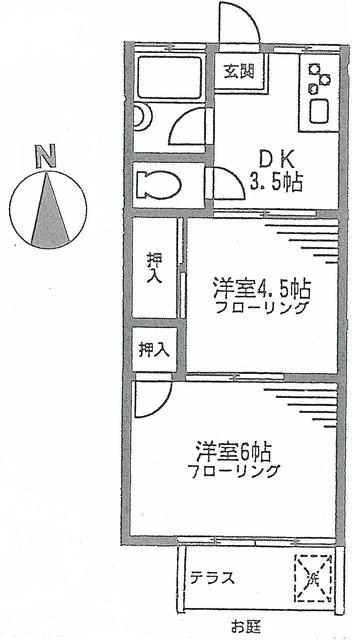MASTERS野毛山(2K/1階)の間取り写真