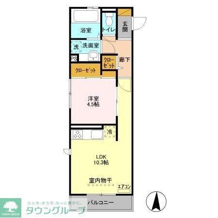 アローヒルズA(1LDK/2階)の間取り写真