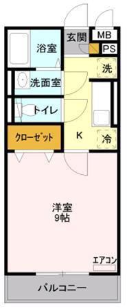 グランドソレーユBABAⅢ(1K/1階)の間取り写真