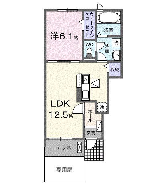 カフア テラス(1LDK/1階)の間取り写真