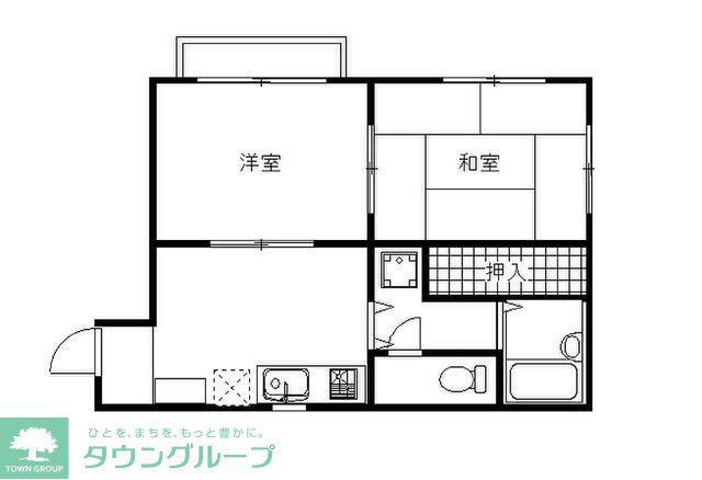 デュアル・2番館(2DK/1階)の間取り写真