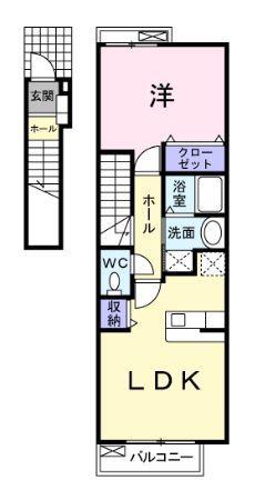 ヴィラココノ(1LDK/2階)の間取り写真