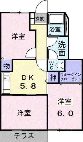 シャルマン桜 C(3DK/1階)の間取り写真